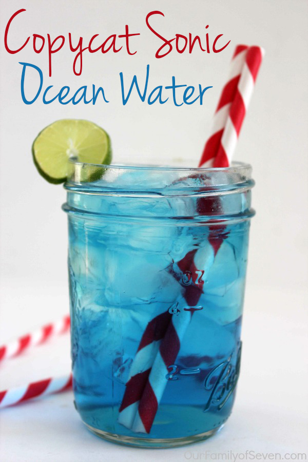 This CopyCat Sonic Ocean Water is just like Sonic Drive Inn. A refreshing mixture of Sprite, Coconut Flavoring, Sugar and Water that is sure to cool you down this summer.