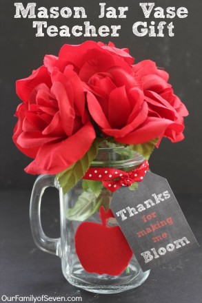 Mason Jar Vase Teacher Gift - OurFamilyofSeven.com