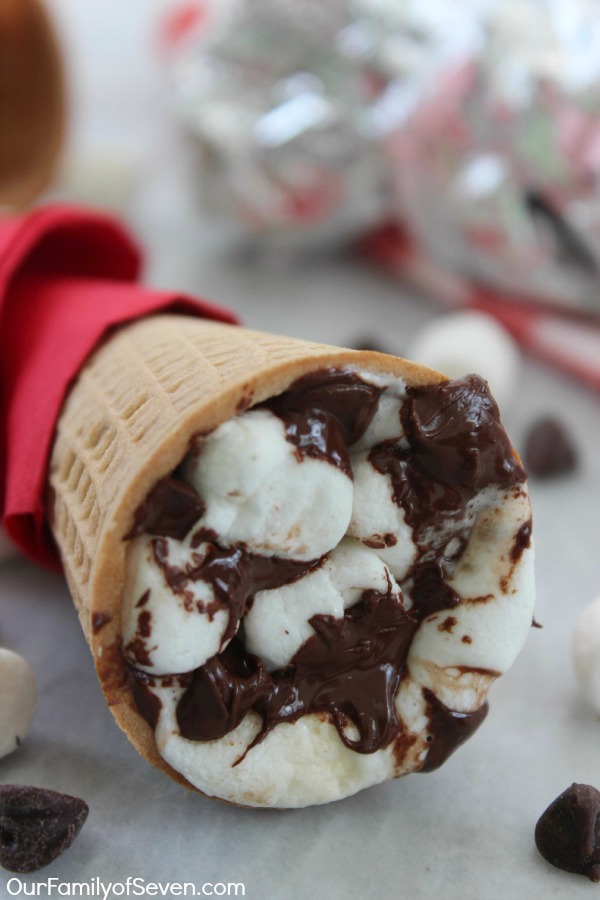 S'Mores Cones- fun twist on a summer time classic treat. Make them on the grill in the oven. Perfect for camping and summer BBQ's.