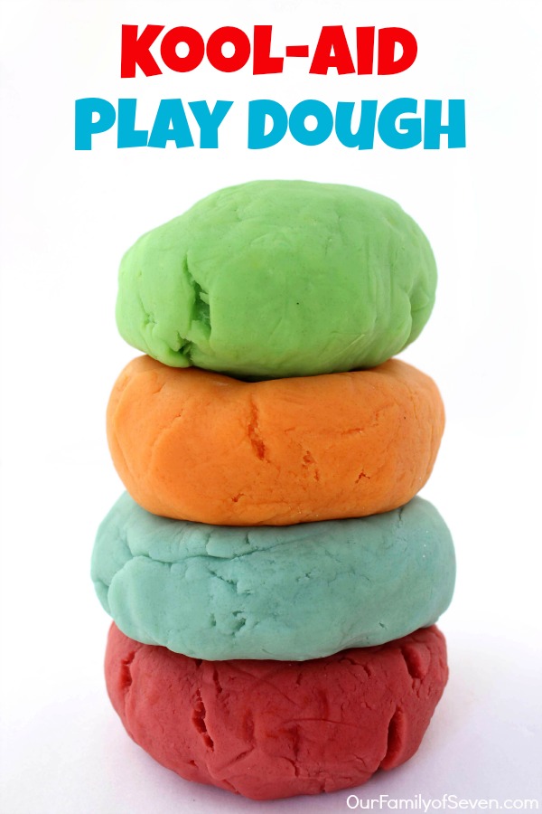 Kool-Aid Play Dough -Made with just a few ingredients found in your pantry. Super Easy! Super fun play dough that will entertain the kiddos for hours
