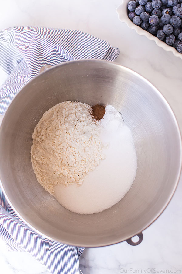 Dry muffin ingredients in bowl