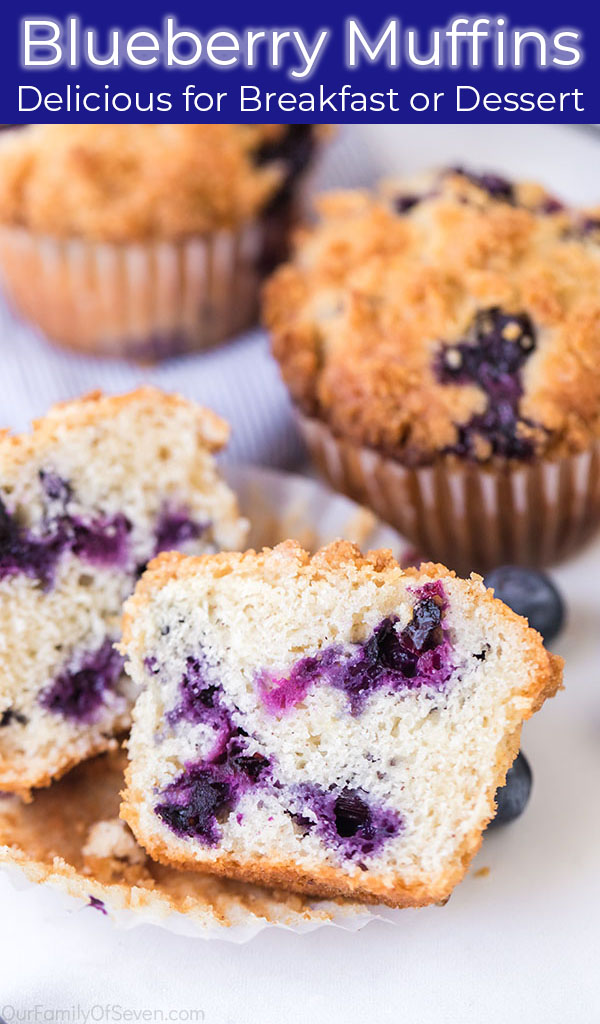 Text on image Blueberry Muffins Delicious for Breakfast or Dessert
