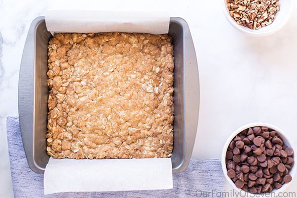 Cookie bars in a pan