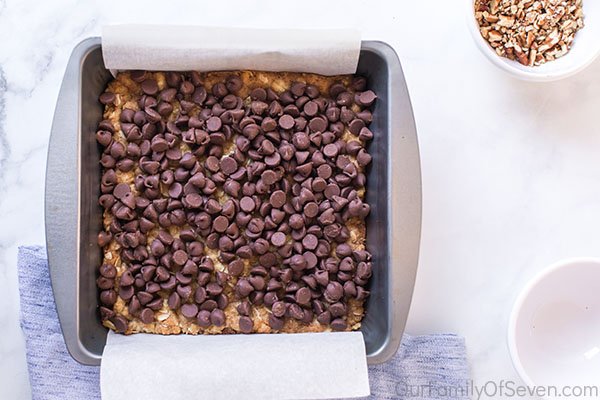 Chocolate chips added to bars