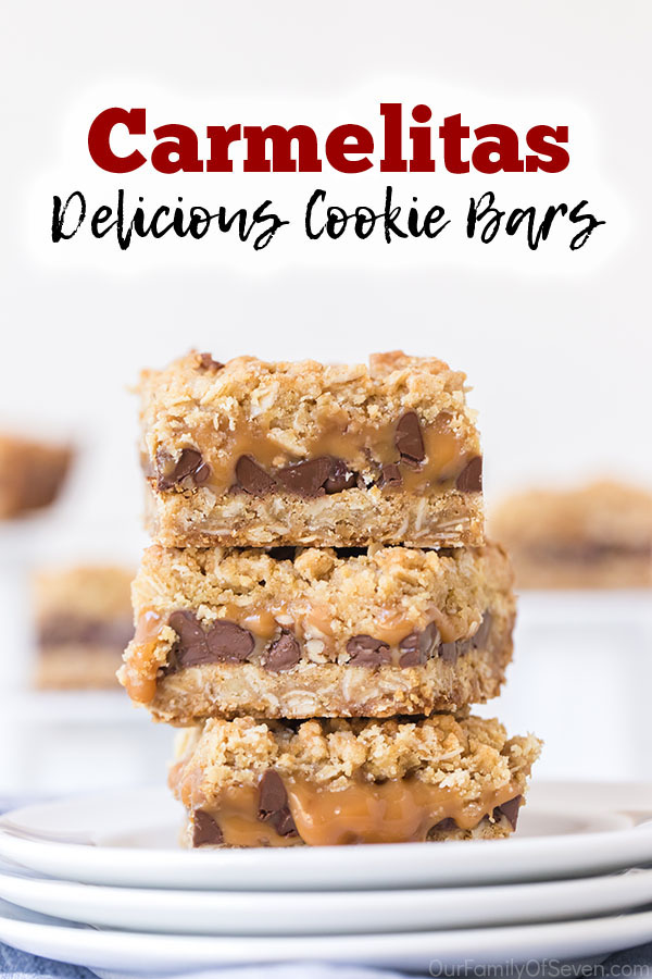 Text on image Carmelita Delicious Cookie Bars