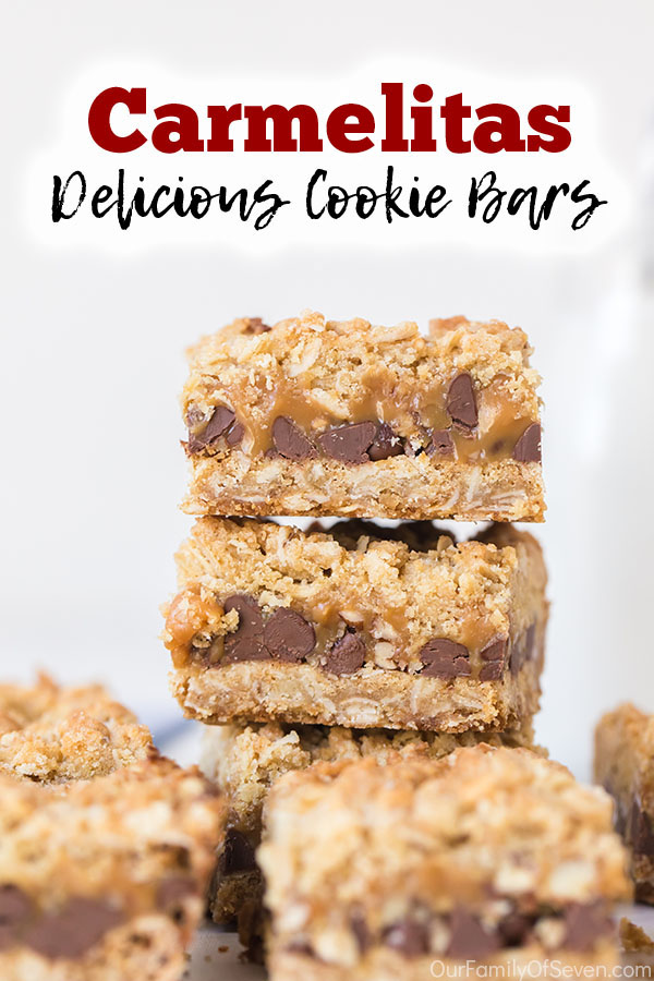 Text on image Carmelita Delicious Cookie Bars
