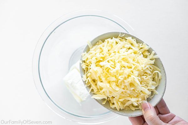 Add cheese to cream cheese