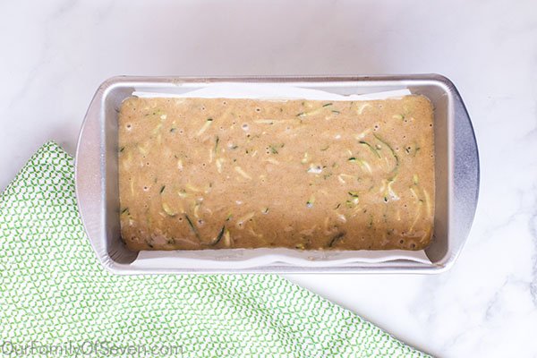 Bread batter in loaf pan