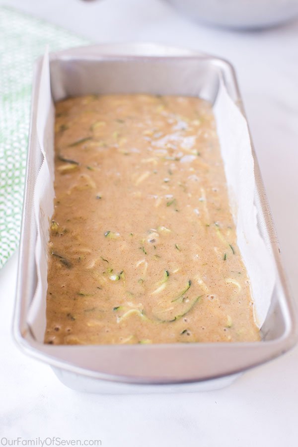 Zucchini Bread in pan before baking