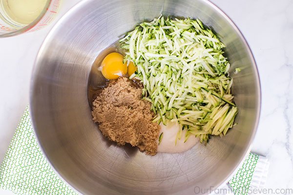 Zucchini Bread wet ingredient in bowl